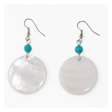 Pendientes de nacar con turquesita