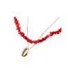 Collar doble coral rojo y concha marina
