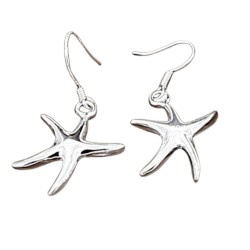 Pendientes plateados estrella de mar