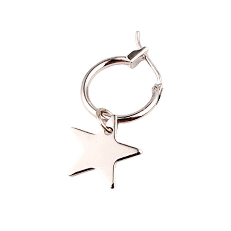 pendientes aro y estrella plateados