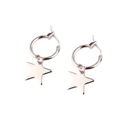 pendientes aro y estrella plateados