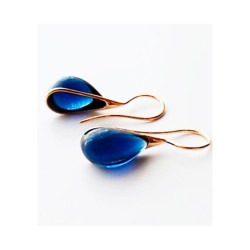 pendientes gotas doradas y azules