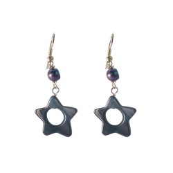 Pendientes estrella de nacar gris