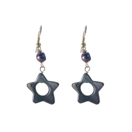 Pendientes estrella de nacar gris