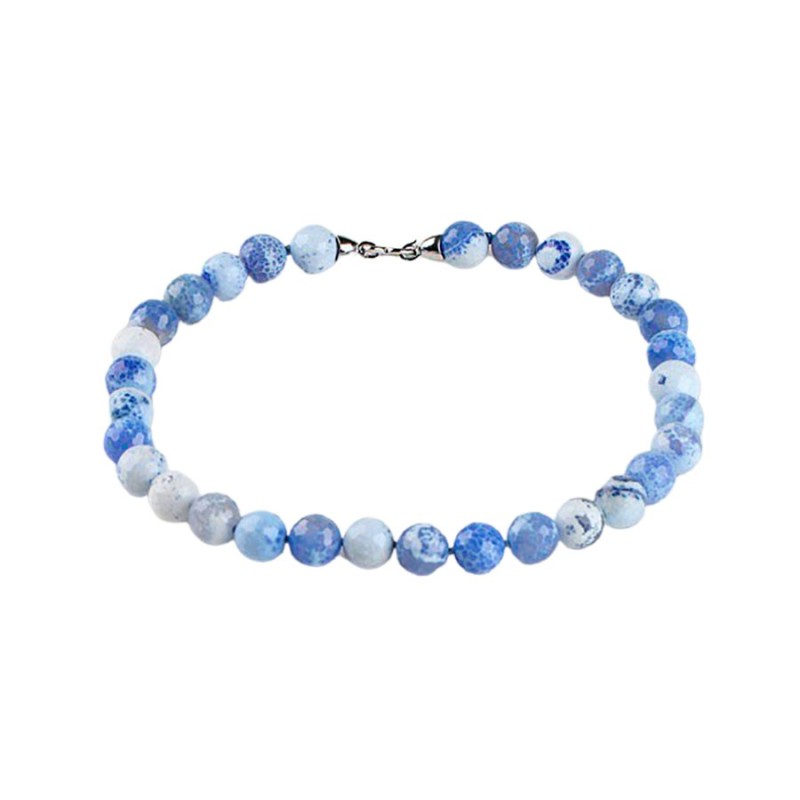 Collar agata azul facetada