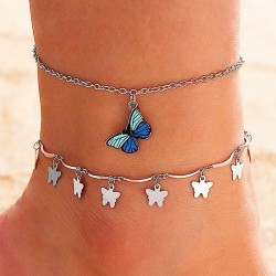 Tobillera doble con mariposas