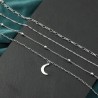 Tobillera cuatro cadenas y luna plateada
