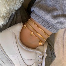 Tobillera tres cadenas doradas y mariposas