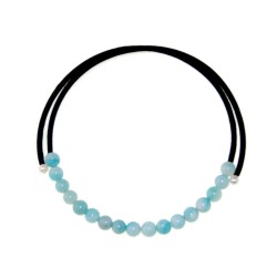 Gargantilla Terciopelo y aguamarinas naturales
