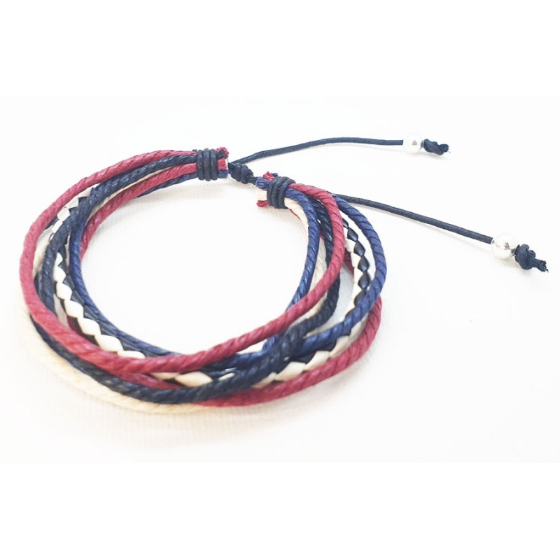 Pulsera multitira cuero azul violeta