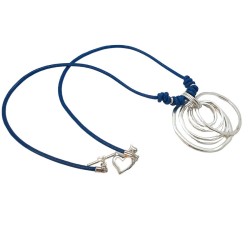 Collar XL cuero y discos plateados