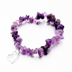 Brazalete chips amatista con corazón