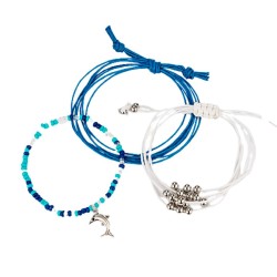 Conjunto de tres pulseras de verano azul